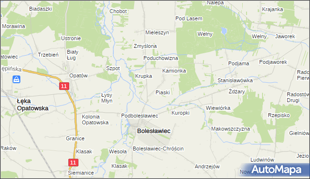 mapa Piaski gmina Bolesławiec, Piaski gmina Bolesławiec na mapie Targeo