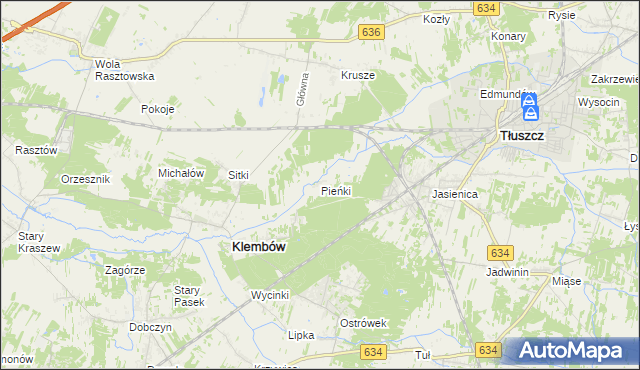 mapa Pieńki gmina Klembów, Pieńki gmina Klembów na mapie Targeo