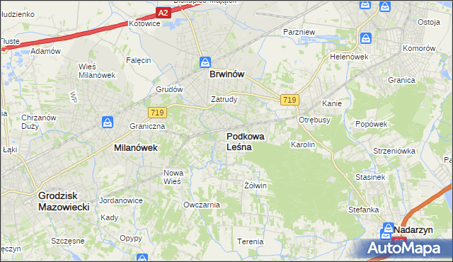 mapa Podkowa Leśna, Podkowa Leśna na mapie Targeo