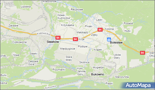 mapa Podlipie gmina Bolesław, Podlipie gmina Bolesław na mapie Targeo