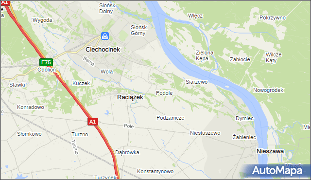 mapa Podole gmina Raciążek, Podole gmina Raciążek na mapie Targeo