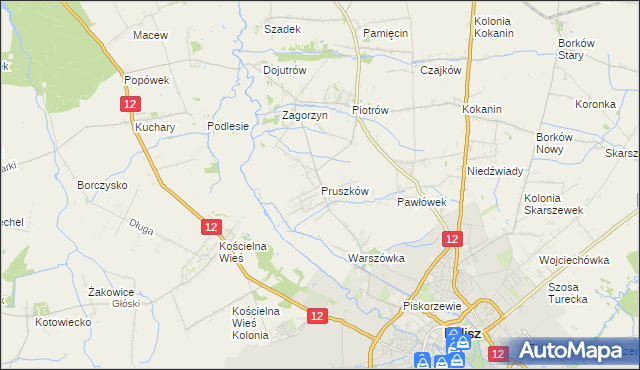 mapa Pruszków gmina Blizanów, Pruszków gmina Blizanów na mapie Targeo