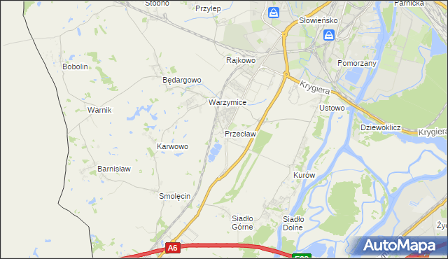 mapa Przecław gmina Kołbaskowo, Przecław gmina Kołbaskowo na mapie Targeo