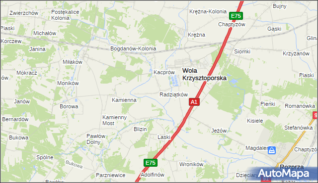 mapa Radziątków, Radziątków na mapie Targeo