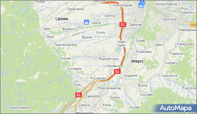 mapa Radziechowy, Radziechowy na mapie Targeo