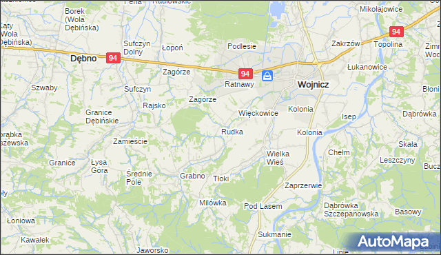 mapa Rudka gmina Wojnicz, Rudka gmina Wojnicz na mapie Targeo