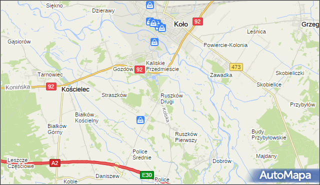 mapa Ruszków Drugi, Ruszków Drugi na mapie Targeo