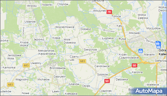 mapa Sierzchów gmina Góra Kalwaria, Sierzchów gmina Góra Kalwaria na mapie Targeo