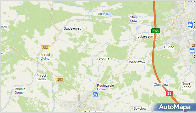 mapa Słocina, Słocina na mapie Targeo