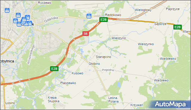 mapa Stanięcino, Stanięcino na mapie Targeo