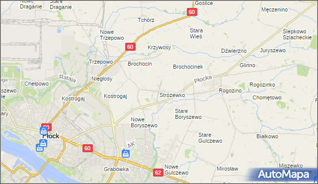 mapa Stróżewko gmina Radzanowo, Stróżewko gmina Radzanowo na mapie Targeo