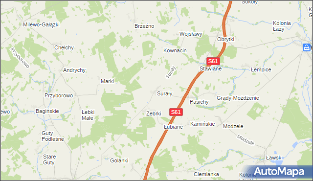 mapa Surały, Surały na mapie Targeo