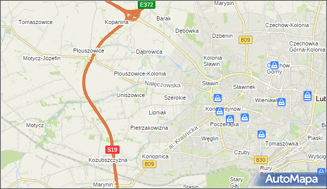 mapa Szerokie gmina Konopnica, Szerokie gmina Konopnica na mapie Targeo