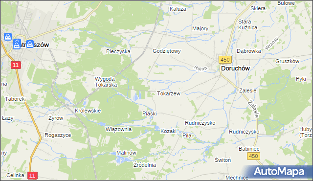 mapa Tokarzew gmina Doruchów, Tokarzew gmina Doruchów na mapie Targeo
