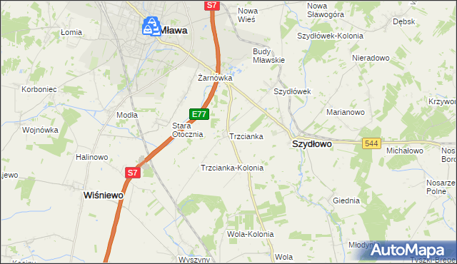 mapa Trzcianka gmina Szydłowo, Trzcianka gmina Szydłowo na mapie Targeo