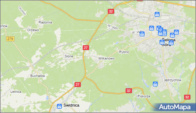 mapa Wilkanowo gmina Świdnica, Wilkanowo gmina Świdnica na mapie Targeo