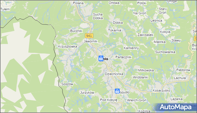 mapa Wisła, Wisła na mapie Targeo