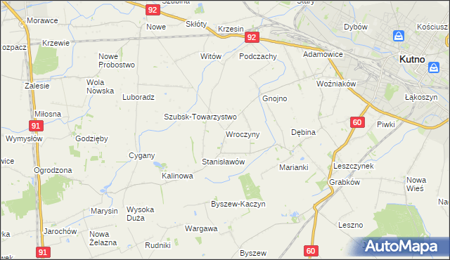 mapa Wroczyny, Wroczyny na mapie Targeo