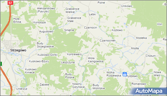 mapa Wygoda gmina Strzegowo, Wygoda gmina Strzegowo na mapie Targeo