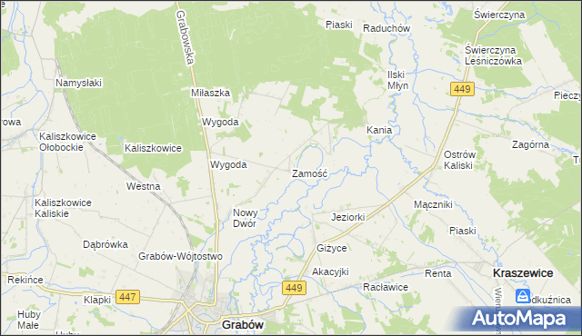 mapa Zamość gmina Sieroszewice, Zamość gmina Sieroszewice na mapie Targeo