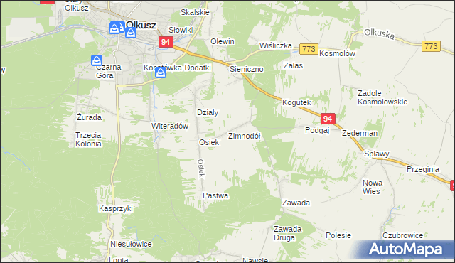 mapa Zimnodół, Zimnodół na mapie Targeo