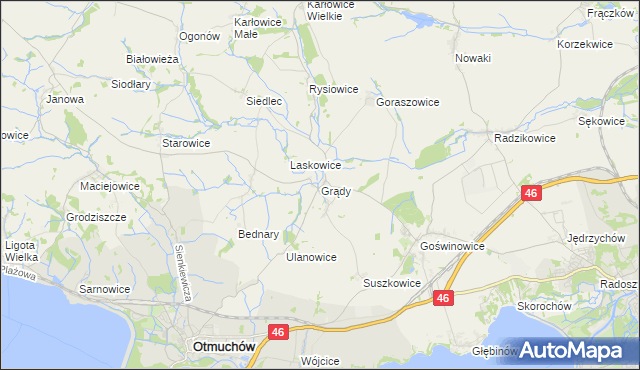 mapa Grądy gmina Otmuchów, Grądy gmina Otmuchów na mapie Targeo