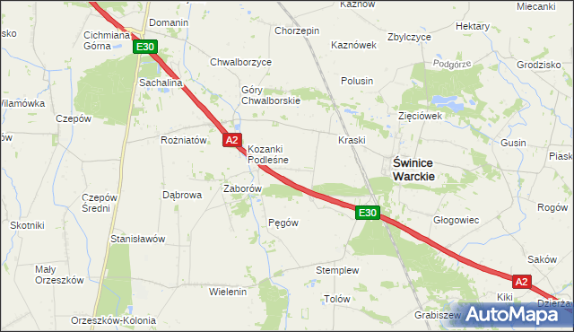 mapa Kozanki Wielkie, Kozanki Wielkie na mapie Targeo