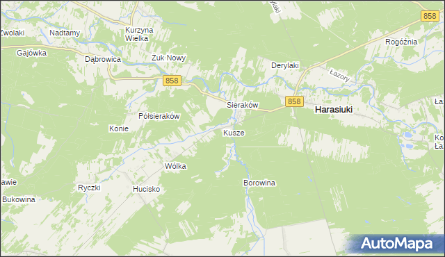 mapa Kusze, Kusze na mapie Targeo