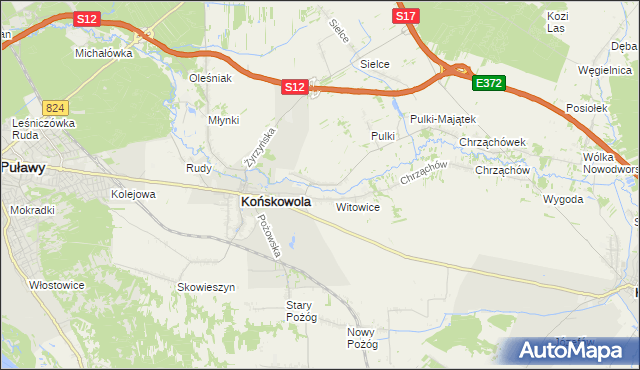 mapa Opoka gmina Końskowola, Opoka gmina Końskowola na mapie Targeo