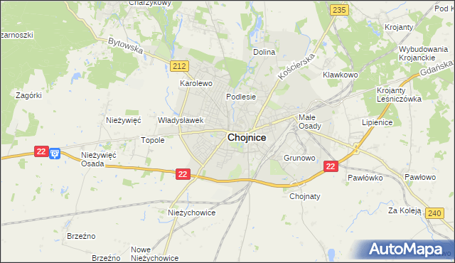 mapa Chojnic, Chojnice na mapie Targeo