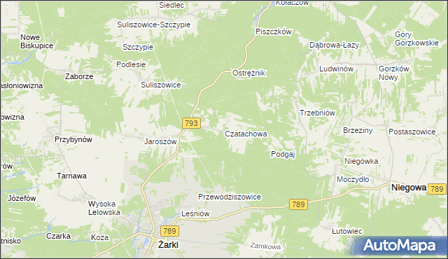 mapa Czatachowa, Czatachowa na mapie Targeo
