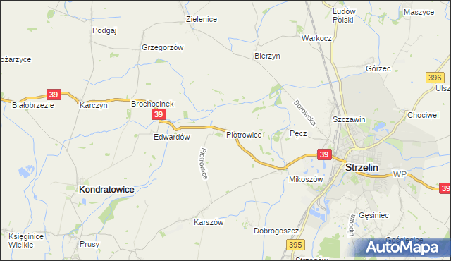 mapa Piotrowice gmina Strzelin, Piotrowice gmina Strzelin na mapie Targeo