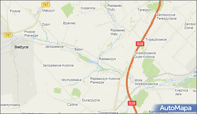 mapa Radawczyk gmina Niedrzwica Duża, Radawczyk gmina Niedrzwica Duża na mapie Targeo