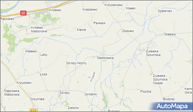 mapa Śledziówka gmina Stary Targ, Śledziówka gmina Stary Targ na mapie Targeo
