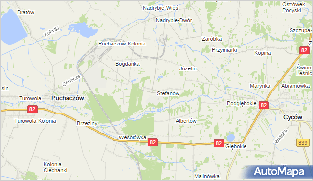 mapa Stefanów gmina Cyców, Stefanów gmina Cyców na mapie Targeo