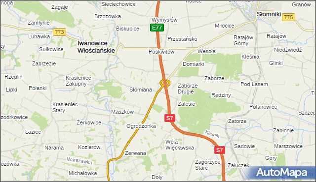 mapa Widoma gmina Iwanowice, Widoma gmina Iwanowice na mapie Targeo