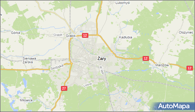 mapa Żary, Żary na mapie Targeo