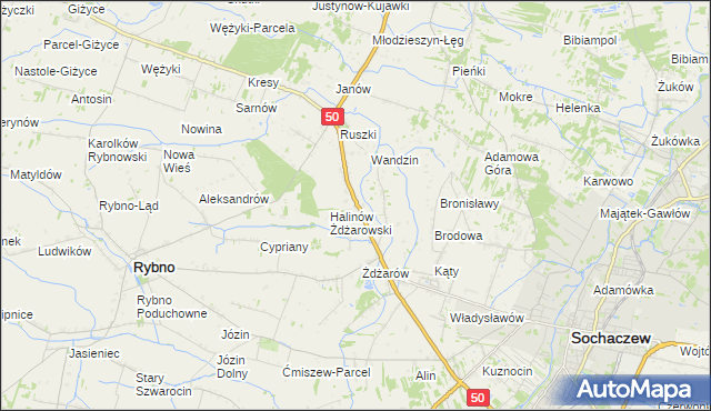 mapa Antoniew gmina Sochaczew, Antoniew gmina Sochaczew na mapie Targeo