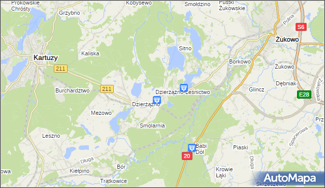 mapa Borowo gmina Kartuzy, Borowo gmina Kartuzy na mapie Targeo