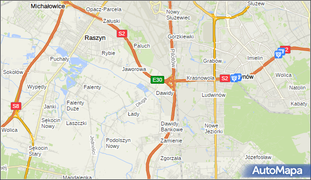 mapa Dawidy gmina Raszyn, Dawidy gmina Raszyn na mapie Targeo