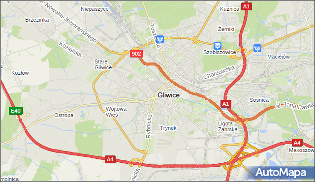 mapa Gliwic, Gliwice na mapie Targeo