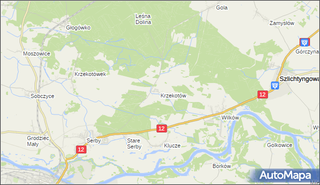 mapa Krzekotów, Krzekotów na mapie Targeo