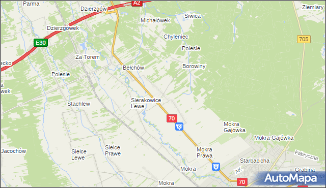 mapa Sierakowice Prawe, Sierakowice Prawe na mapie Targeo