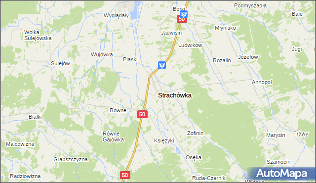 mapa Strachówka, Strachówka na mapie Targeo