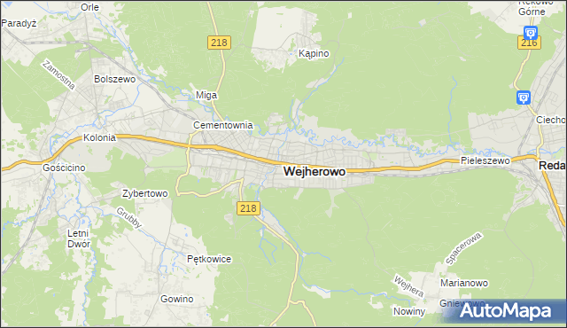 mapa Wejherowo, Wejherowo na mapie Targeo