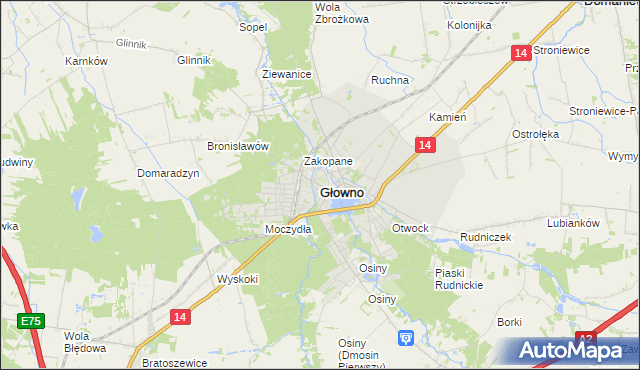 mapa Głowno, Głowno na mapie Targeo