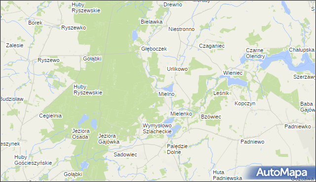 mapa Mielno gmina Mogilno, Mielno gmina Mogilno na mapie Targeo