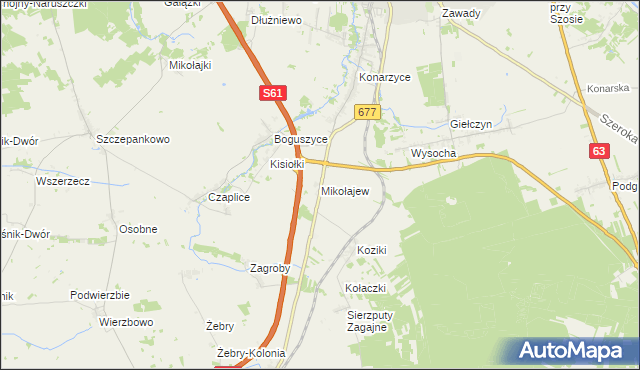 mapa Mikołajew gmina Łomża, Mikołajew gmina Łomża na mapie Targeo