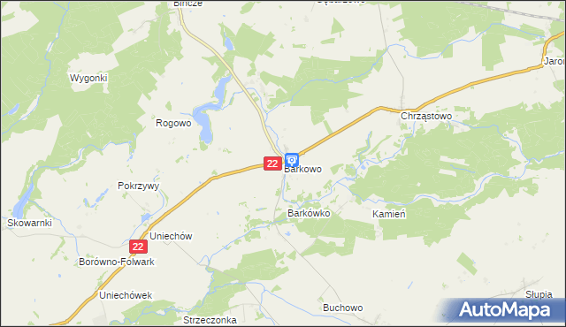 mapa Barkowo gmina Człuchów, Barkowo gmina Człuchów na mapie Targeo