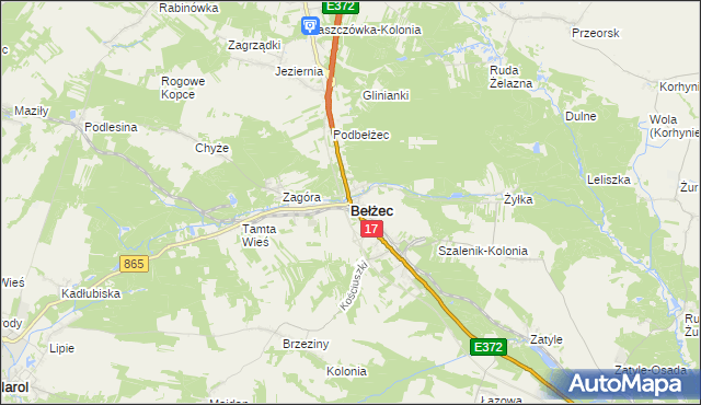 mapa Bełżec, Bełżec na mapie Targeo